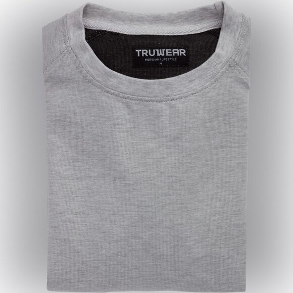 Truwear The Meridian Lifestyle Crewneck Men's Polo Shirt Long Sleeve Grey, Sz L - Picture 3 of 12